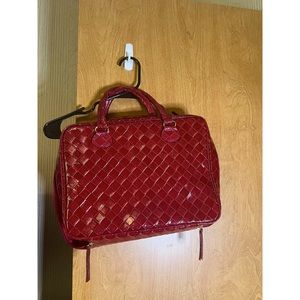 Red leather laptop bag